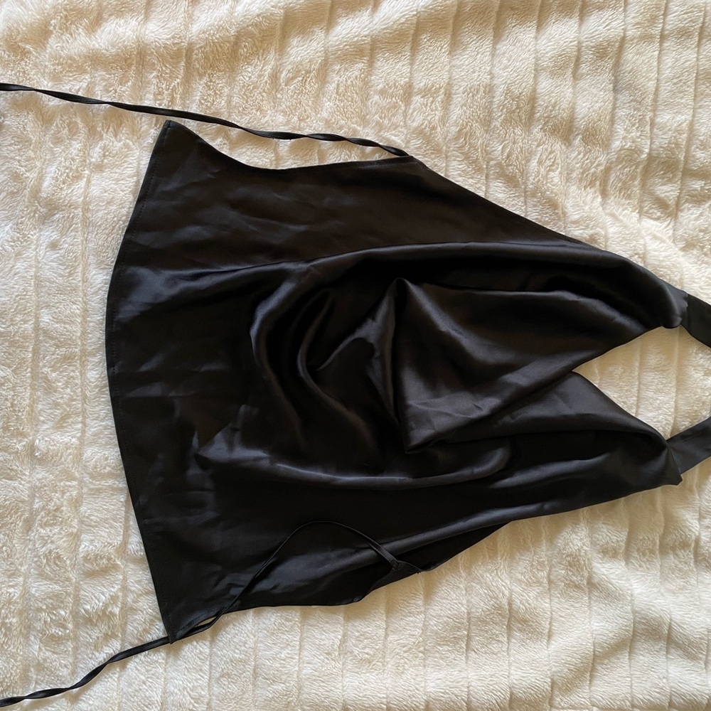 Elegant Black Satin Halter Top